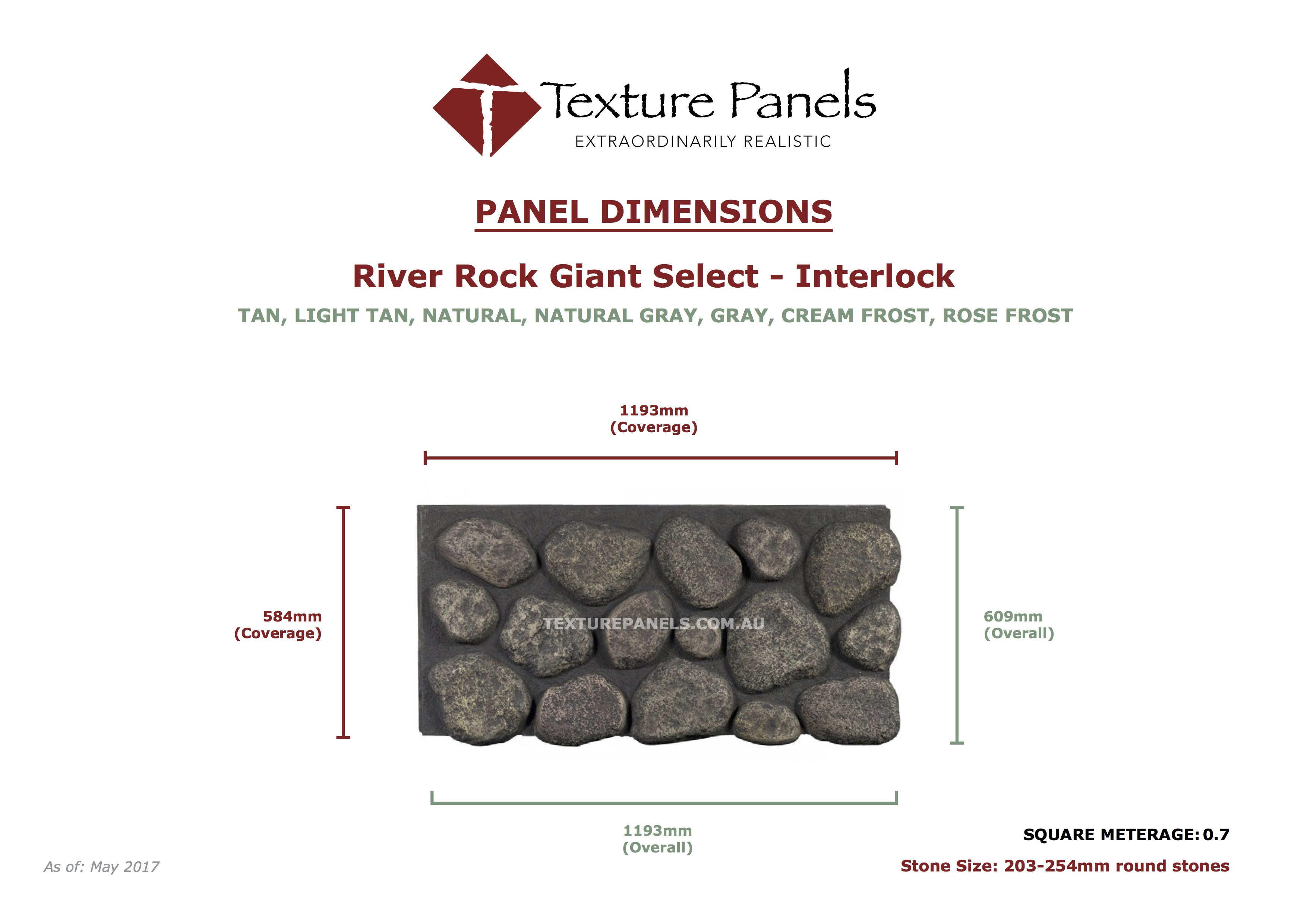 River Rock Giant Interlocked - Dimensions